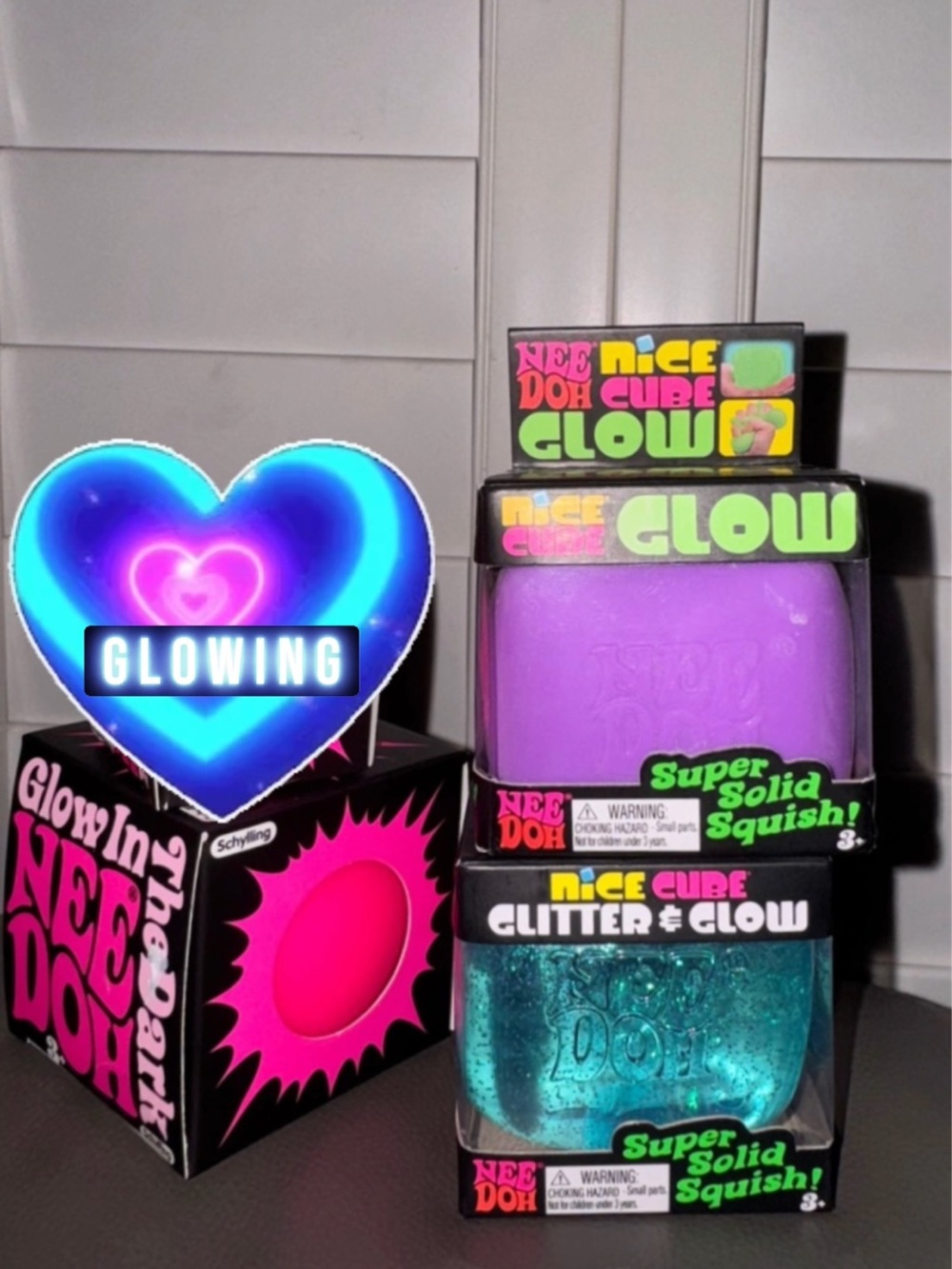 NEEDOH Glow Super Solid Squish! – bundle of  3 GLOW✨✨✨✨💞💜🩵